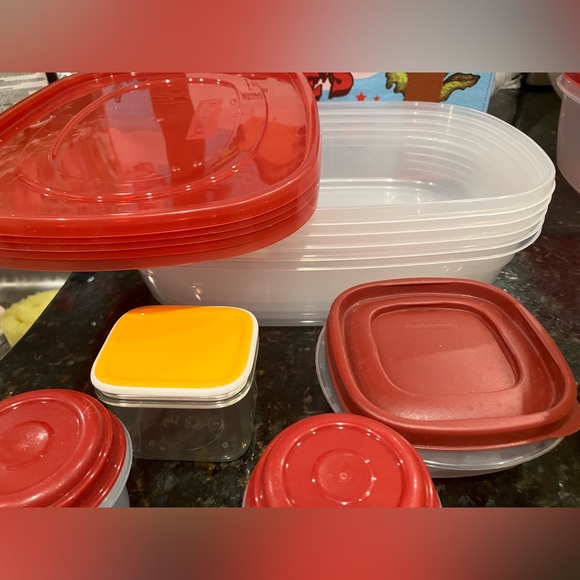 Tupperware Cream Gold with Red Container 9 pc Storage Set - Picture 12 of 16